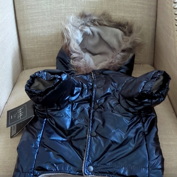 Nicole Miller Hooded Dog Parka  NWT Size L - Picture 1 of 14